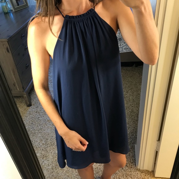 Francesca's Collections Dresses & Skirts - Francesca’s Everly navy open back shift dress